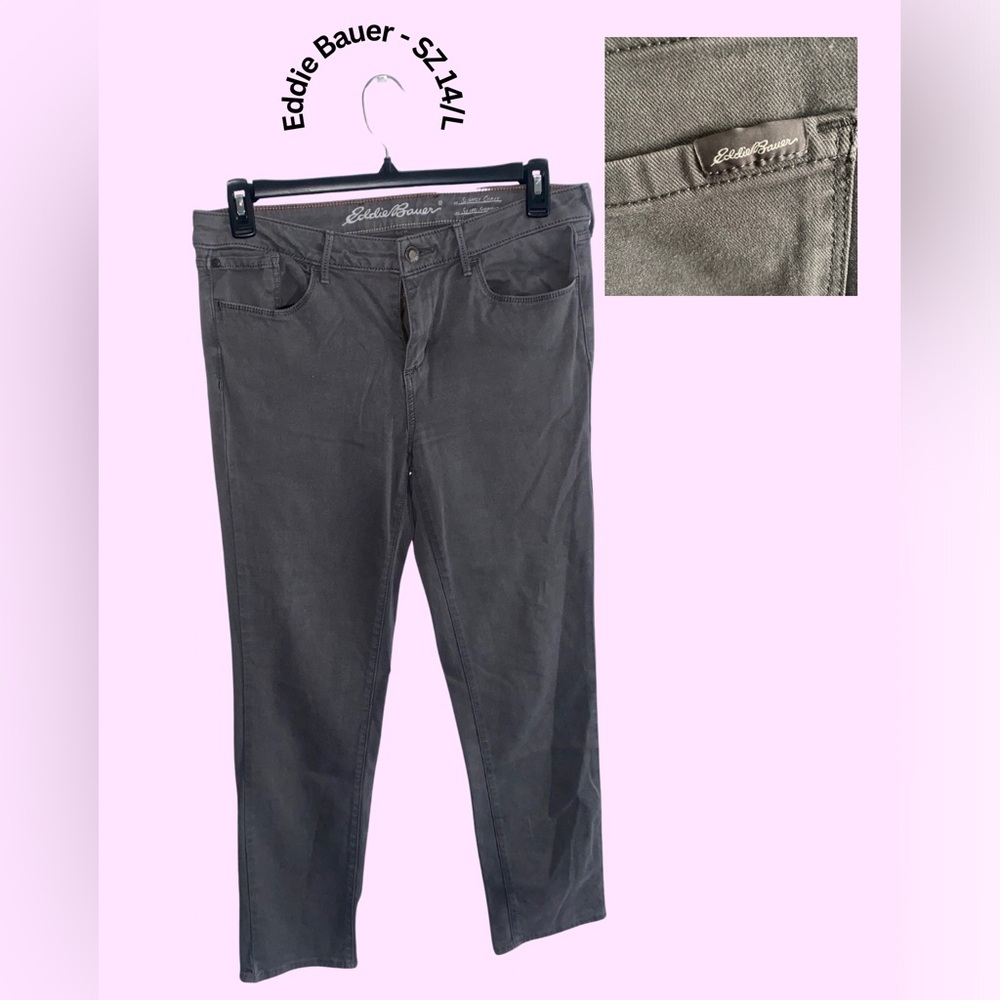 Eddie Bauer Slim Straight Leg Women’s Gray Jeans | SIZE 14/L